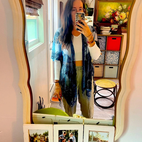 DAVID and YOUNG sheer blue cover up/ Shawl - Picture 1 of 10